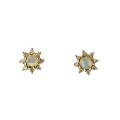 K18 誕生石×ダイヤモンド スタッドピアス （10月：オパール）❘ 96-3049