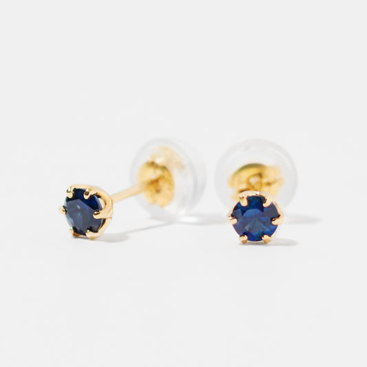 K18 誕生石 スタッドピアス 3mm（9月：サファイア）｜96-3179
