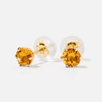 K18 誕生石 スタッドピアス 4mm（11月：シトリン）｜96-3211