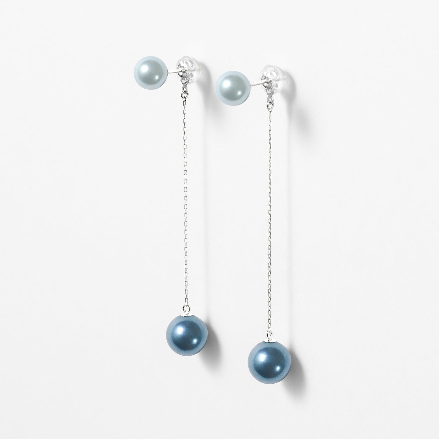 K10 カラーシェルパール チェーンピアス（ブルー）| 96-6926