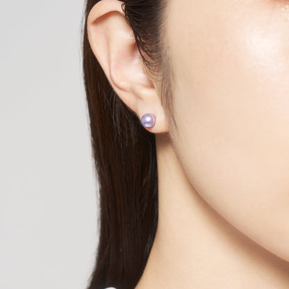 K10 カラーシェルパール スタッドピアス（6mm/ペールパープル）| 96-6933
