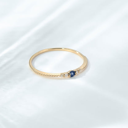 K10 誕生石 ミルデザインリング（9月：サファイア）｜36-1819