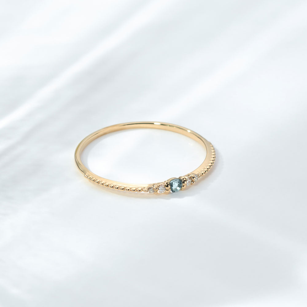 K10 誕生石 ミルデザインリング（3月：アクアマリン）｜36-1813