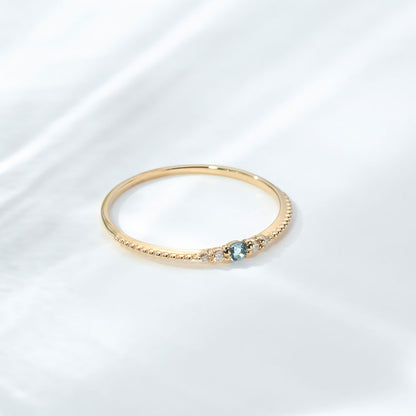 K10 誕生石 ミルデザインリング（3月：アクアマリン）｜36-1813