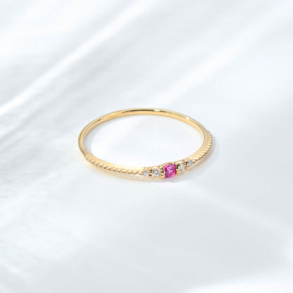K10 誕生石 ミルデザインリング（7月：ルビー）｜36-1817