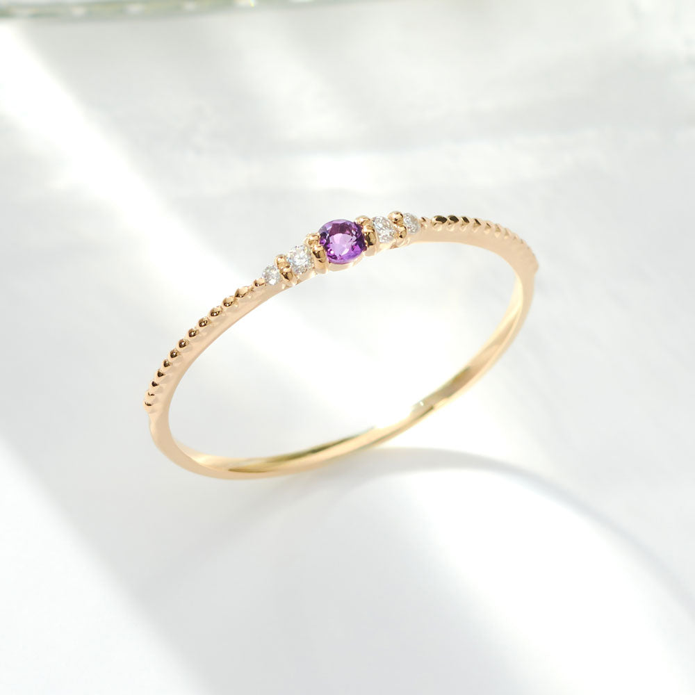K10 誕生石 ミルデザインリング（2月：アメジスト）｜36-1812
