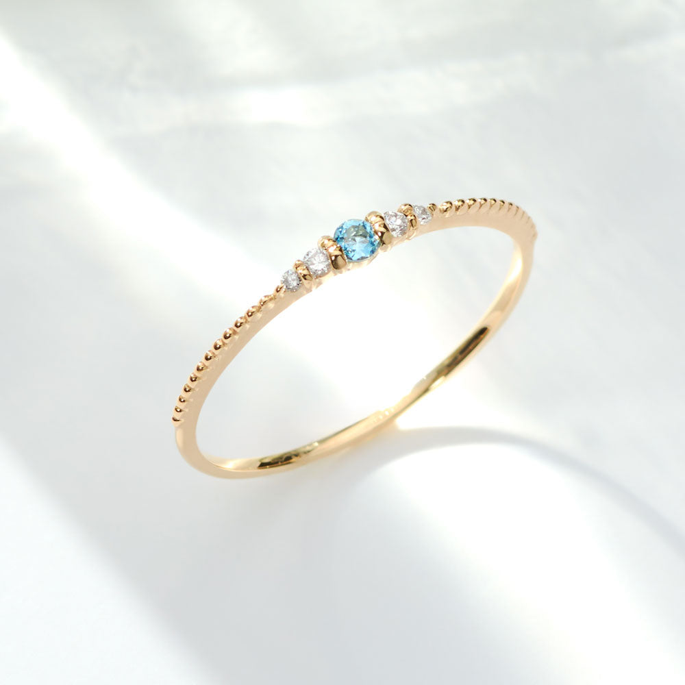 K10 誕生石 ミルデザインリング（3月：アクアマリン）｜36-1813