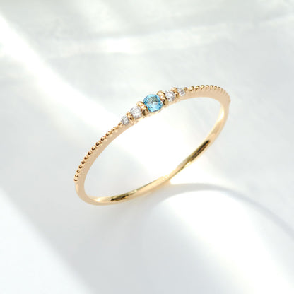 K10 誕生石 ミルデザインリング（3月：アクアマリン）｜36-1813