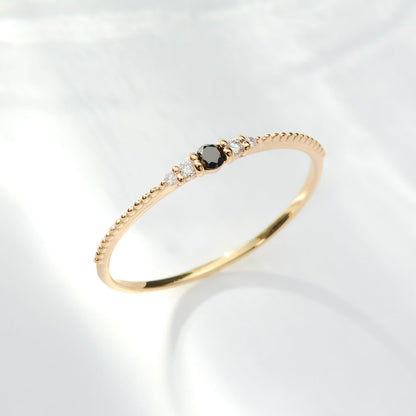 K10 誕生石 ミルデザインリング（4月：ブラックダイヤモンド）｜36-1814