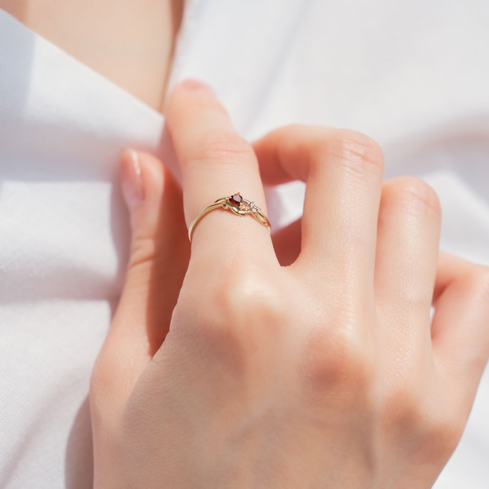 受注生産】K10 ガーネット＆ダイヤモンド ハートリング｜96-2301 – L&Co.