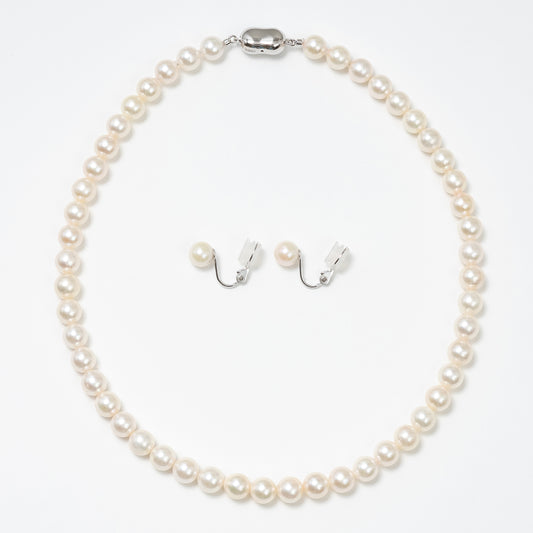 Akoya Pearl Pearl Halskette &amp; Ohrringe oder Ohrringe Set | 63-8064-8065