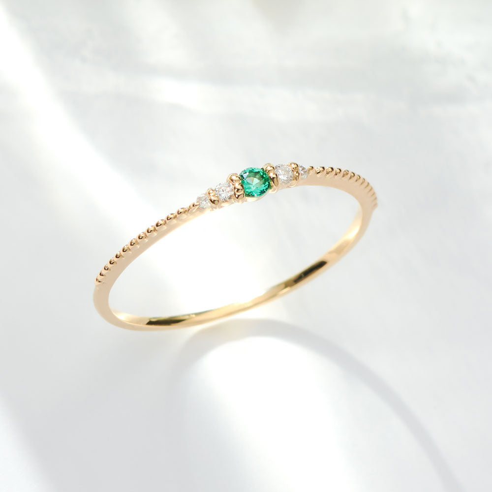 K10 誕生石 ミルデザインリング（5月：エメラルド）｜36-1815