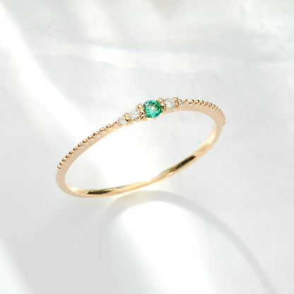 K10 誕生石 ミルデザインリング（5月：エメラルド）｜36-1815