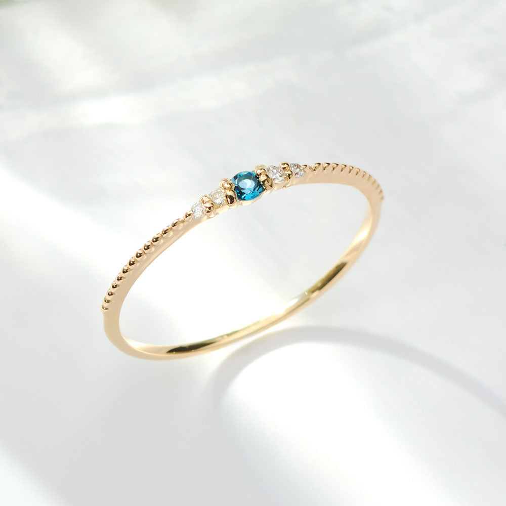 K10 誕生石 ミルデザインリング（11月：ロンドンブルートパーズ）｜36-1821