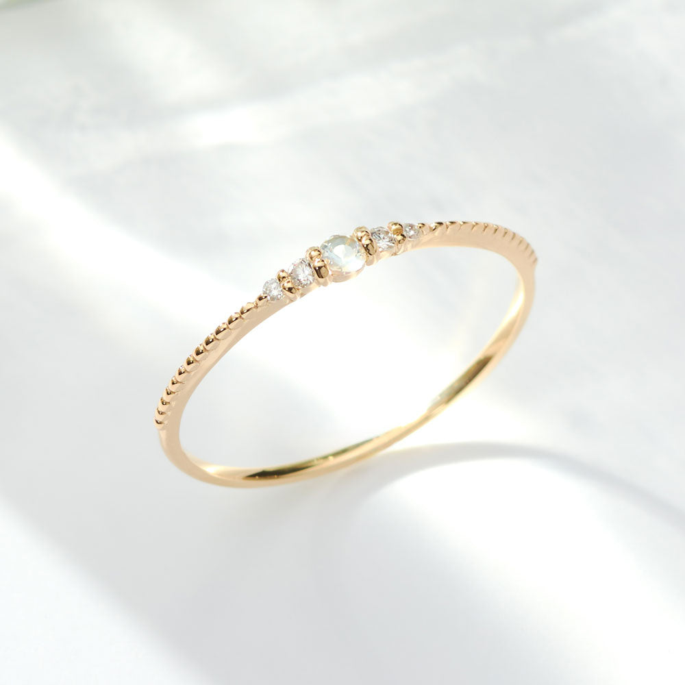 K10 誕生石 ミルデザインリング（6月：ムーンストーン）｜36-1816