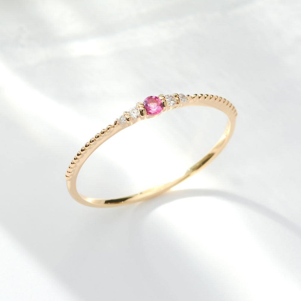 K10 誕生石 ミルデザインリング（10月：ピンクトルマリン）｜36-1820