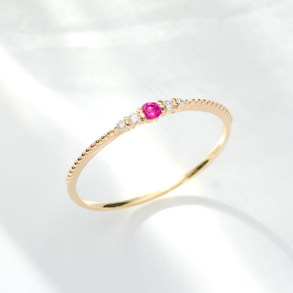 K10 誕生石 ミルデザインリング（7月：ルビー）｜36-1817