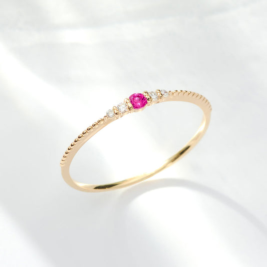 K10 誕生石 ミルデザインリング（7月：ルビー）｜36-1817