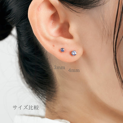 K18 誕生石 スタッドピアス 3mm（5月：エメラルド）｜96-3175