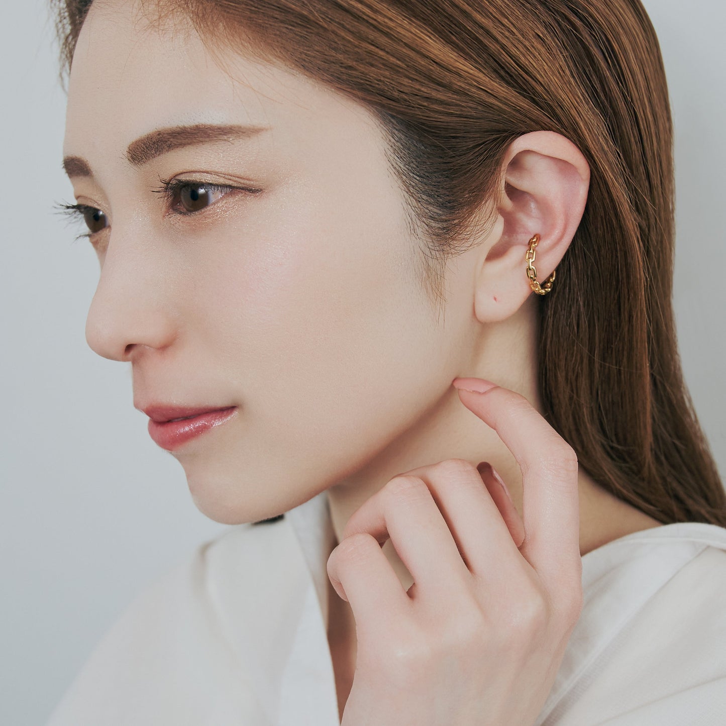 SV925 ユニセックス チェーン風 イヤーカフ（W/Y/B）