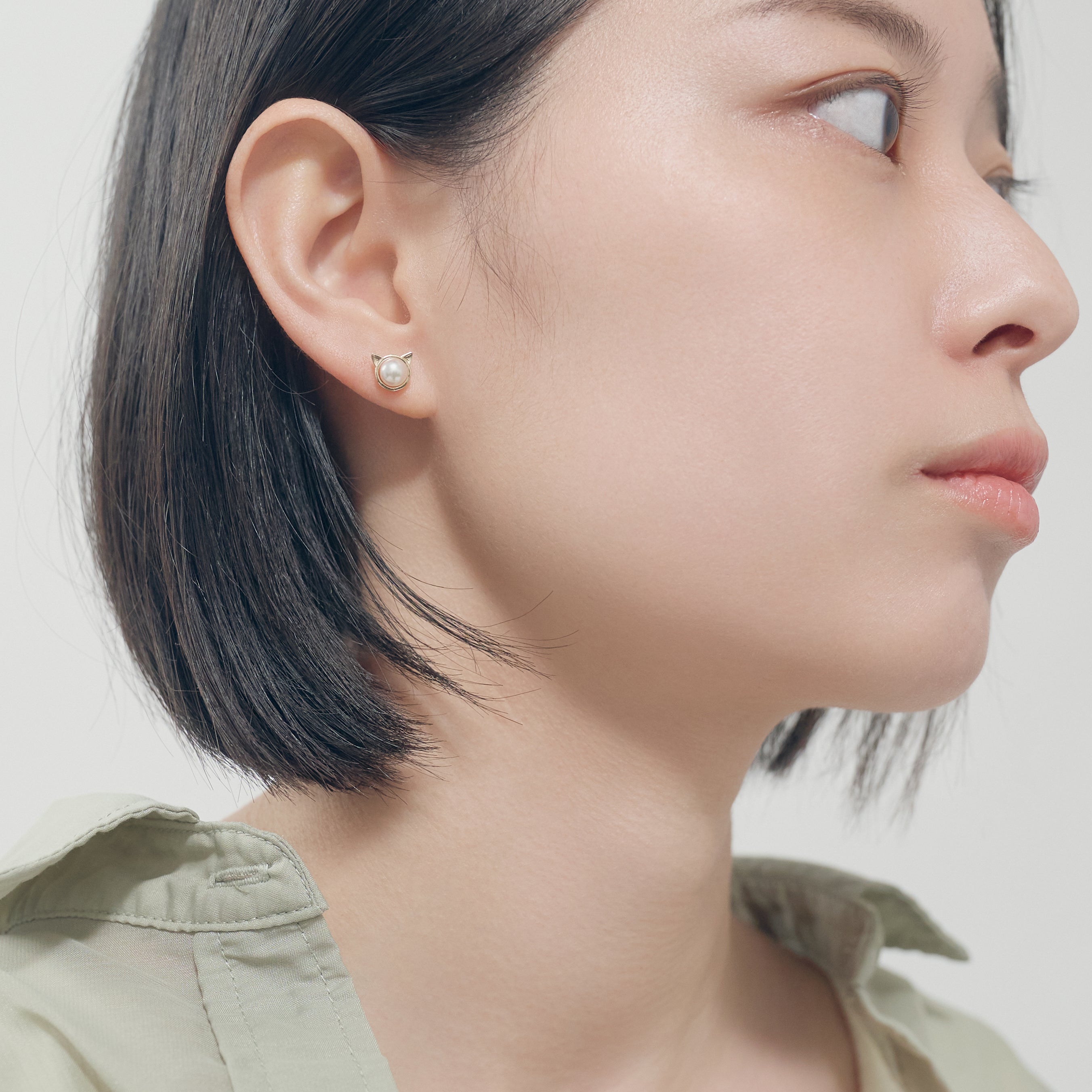 K10YG アコヤパール 猫 スタッドピアス – L&Co.