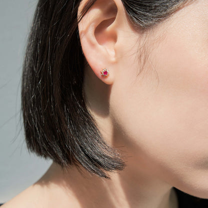 【受注生産】K18 誕生石×ダイヤモンド スタッドピアス （7月：ルビー）❘ 96-3046