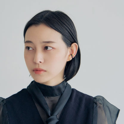 SV925 ユニセックス チェーン風 イヤーカフ（W/Y/B）