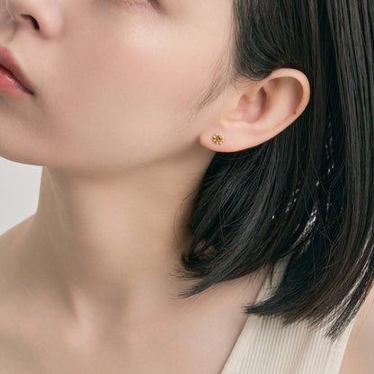 【受注生産】K18 誕生石×ダイヤモンド スタッドピアス （11月：シトリン）❘ 96-3050