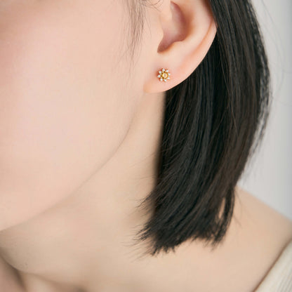 【受注生産】K18 誕生石×ダイヤモンド スタッドピアス （11月：シトリン）❘ 96-3050
