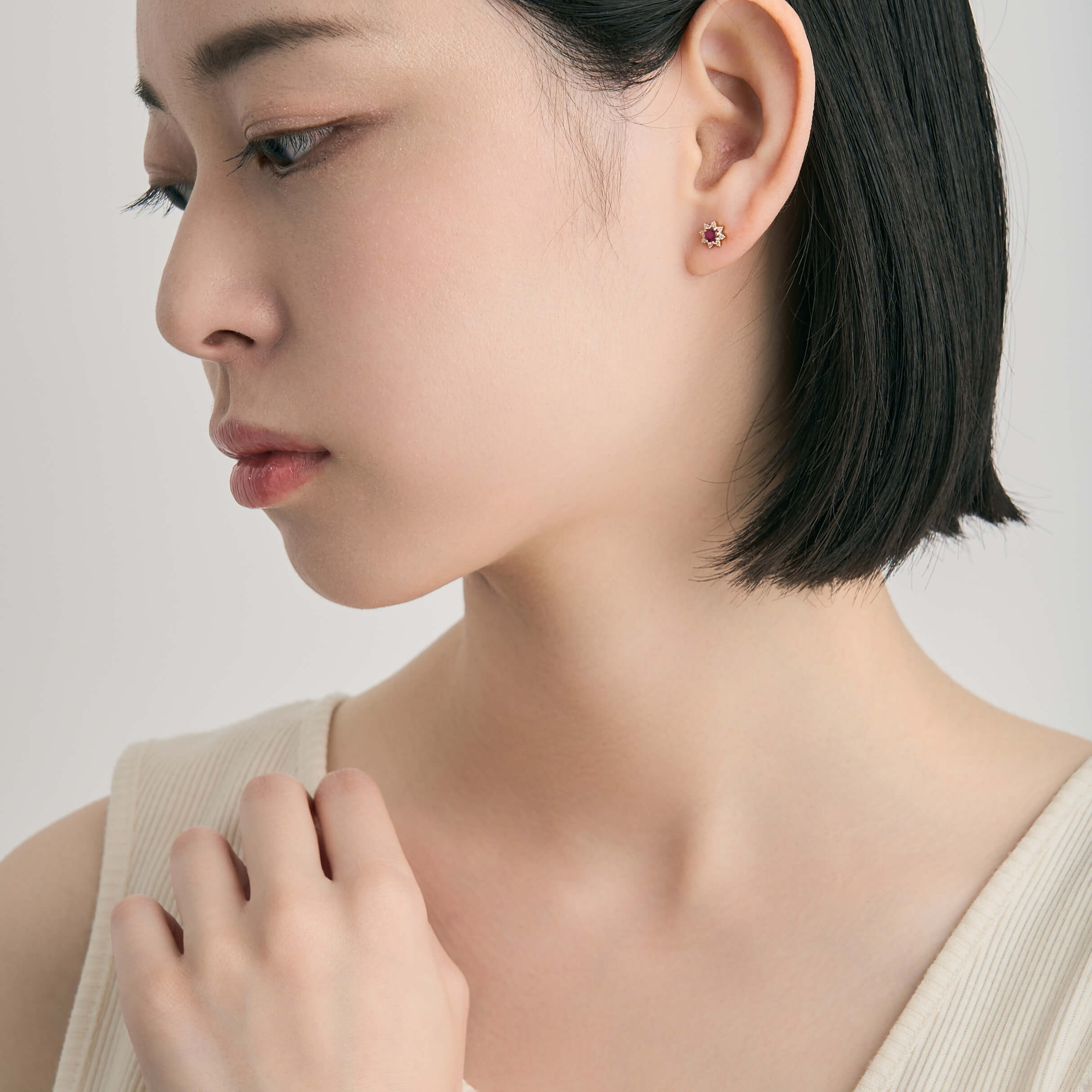 K18 誕生石×ダイヤモンド スタッドピアス （7月：ルビー） – L&Co.