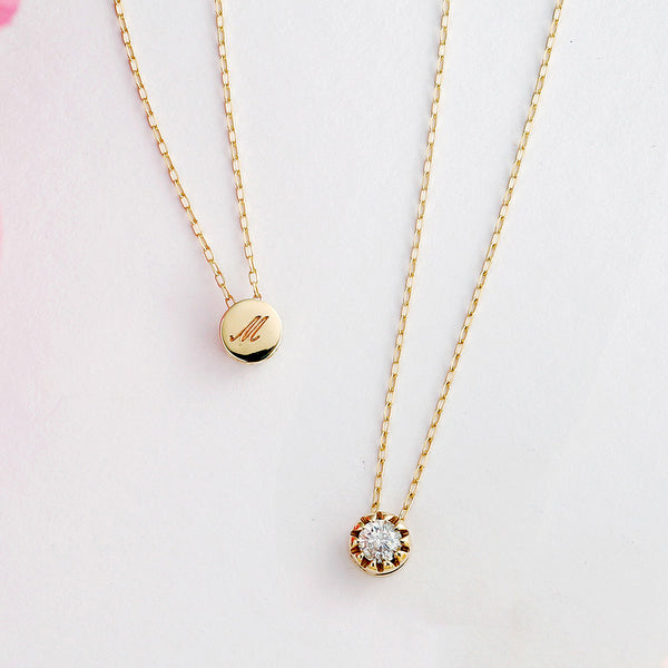 【受注生産】K10  ダイヤモンド0.10ct イニシャル  ネックレス | 60-8066