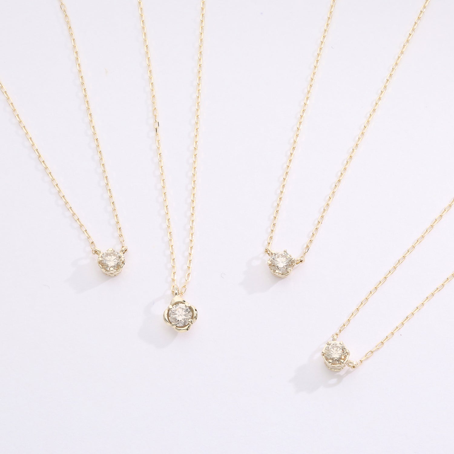 [Auf Bestellung gefertigt] K10 Diamant 0,10 ct Halskette｜60-8176