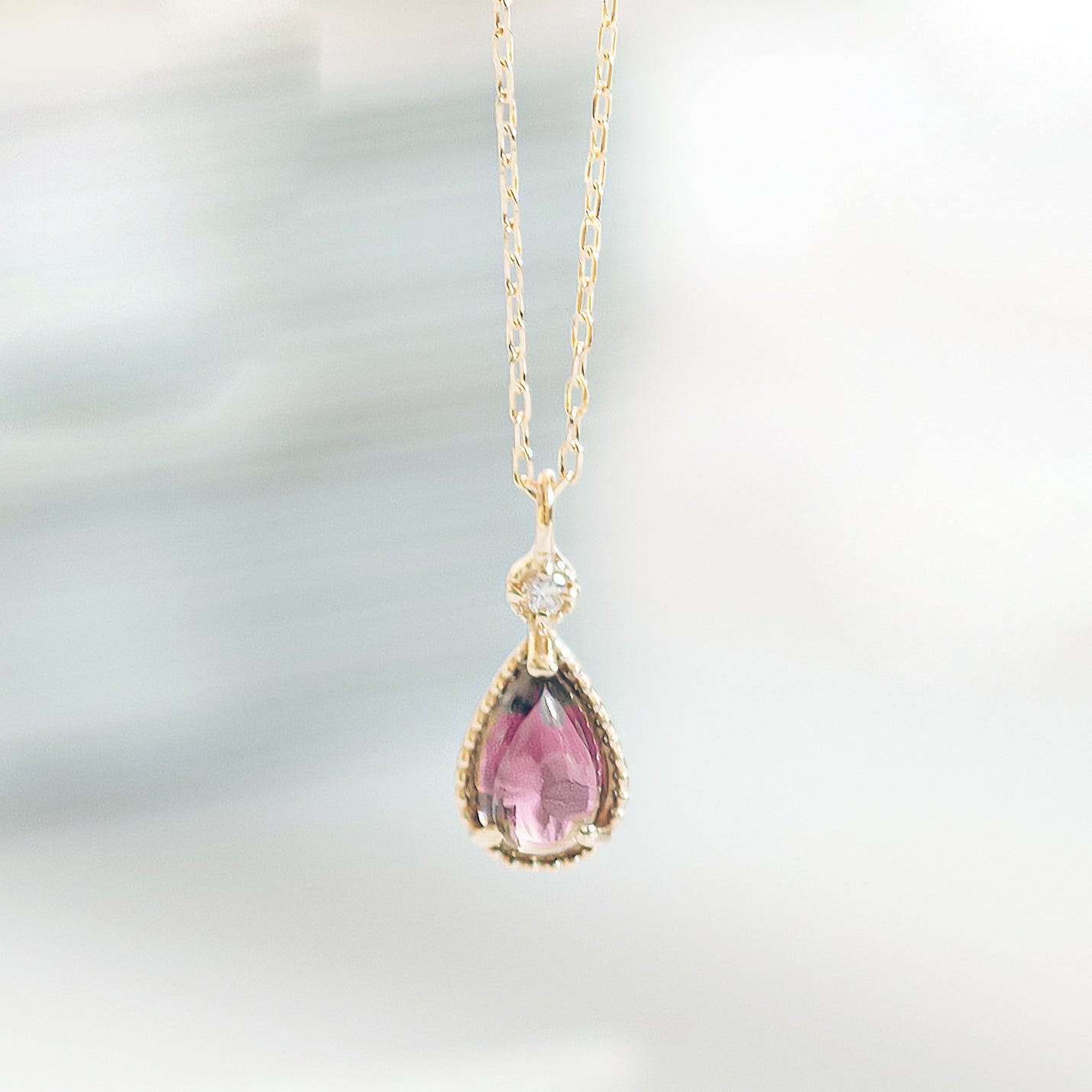 [Made to order] K10 rhodolite garnet necklace | 63-3303