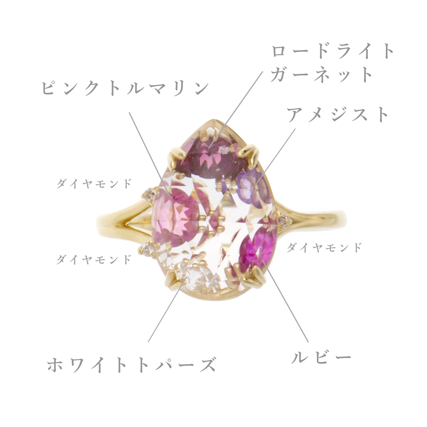 [Made-to-order] K18 color stone ring | 96-2082