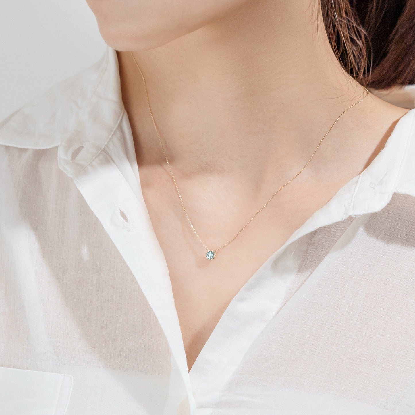 12,250円新品 ネックレス ブルー ジルコン ダイヤモンド K10 透明感 誕生石