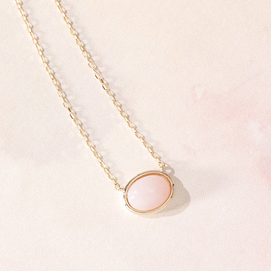 [Auf Bestellung] K10 Pink Opal Halskette | 63-3338