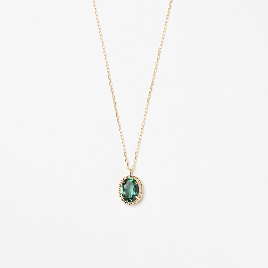K18 Halskette mit grünem Quarz｜63-3316