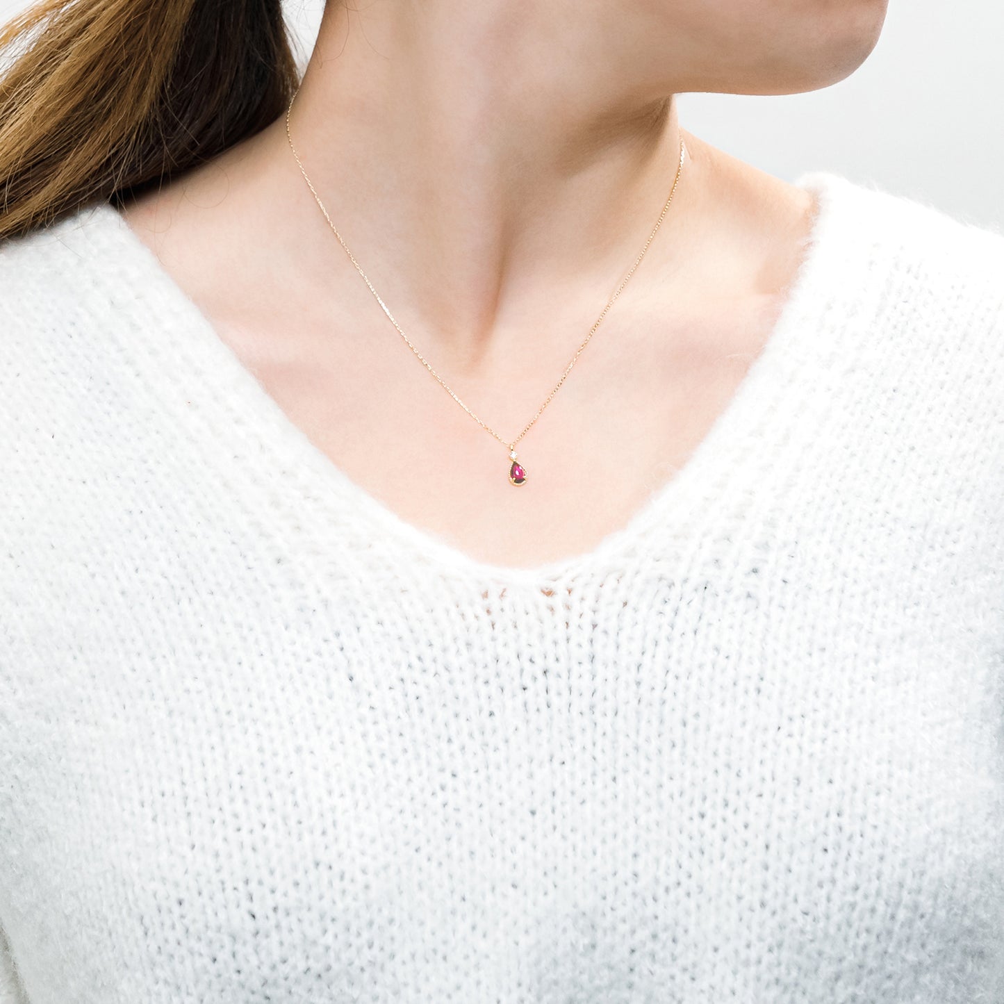 [Made to order] K10 rhodolite garnet necklace | 63-3303