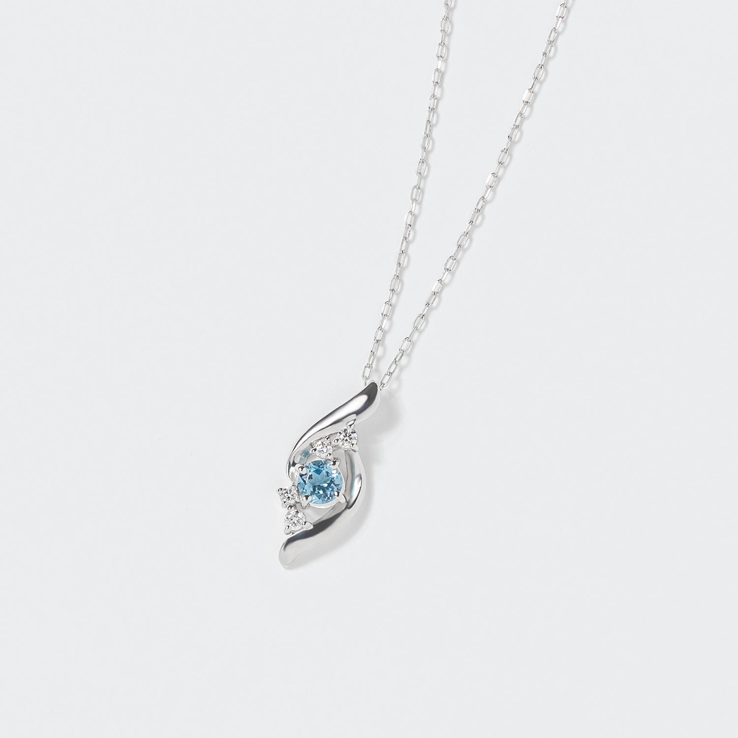 Aquamarine necklace diamond accents sterling clearance silver