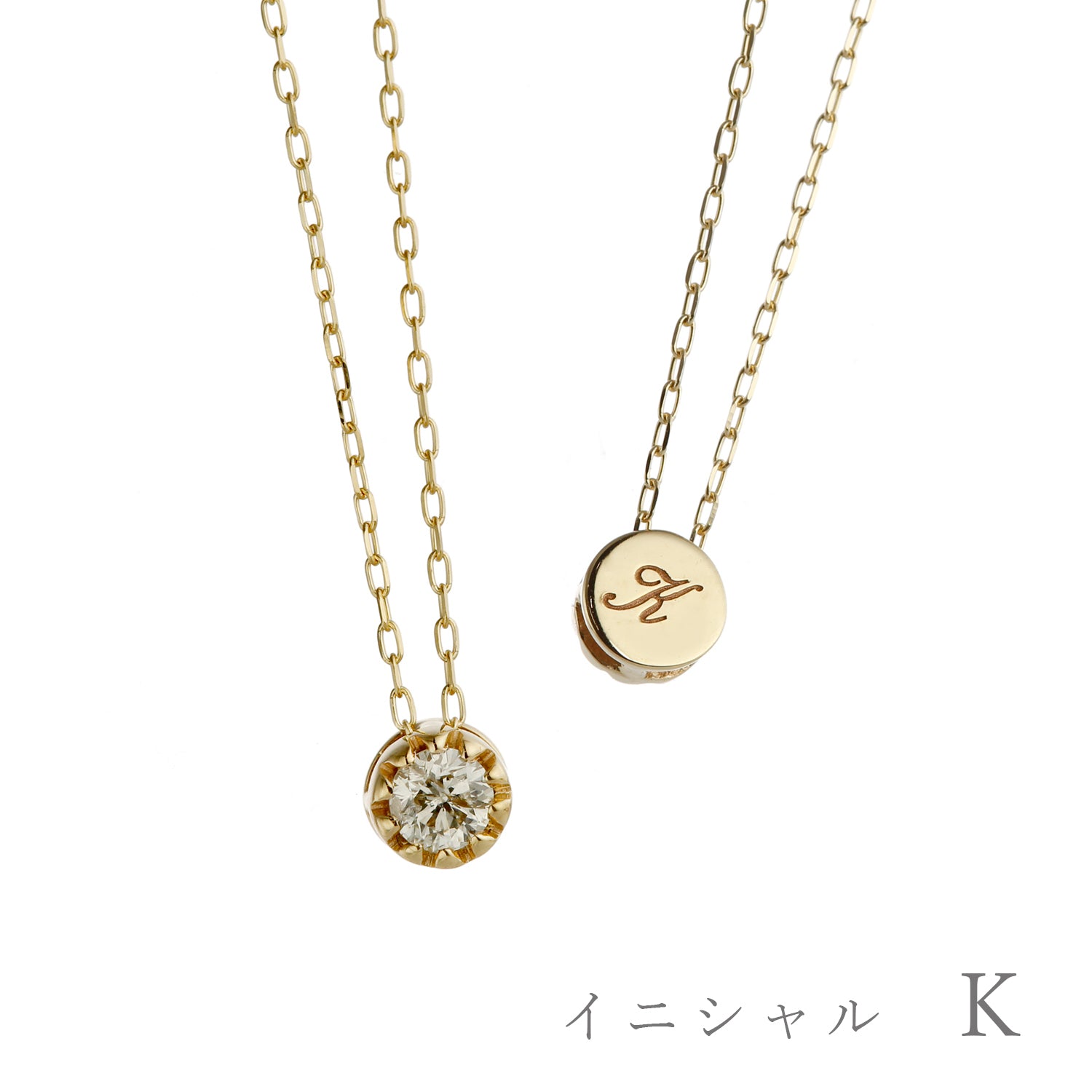 [Auf Bestellung gefertigt] K10 Diamant 0,10 ct Initial Halskette | 60-8066